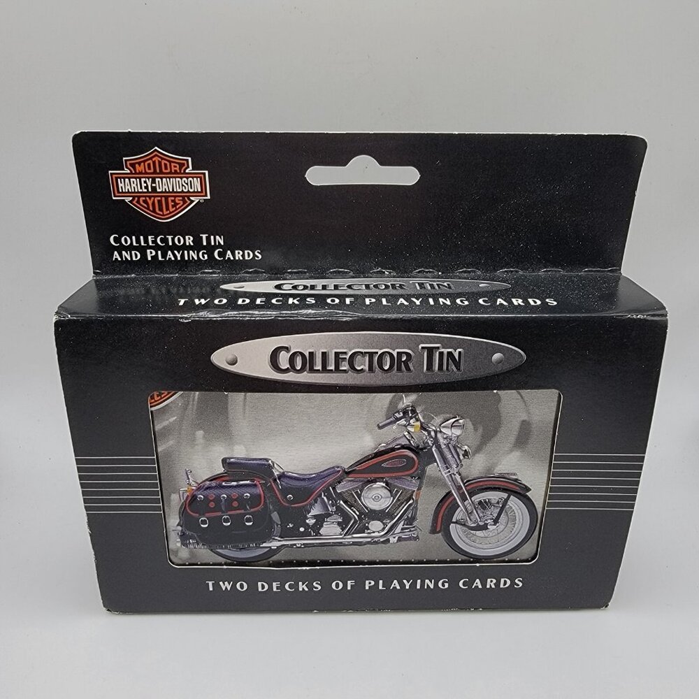 Harley Davidson 2 Decks of Playing Cards Motorcycle Tin 1998 NEW Christmas Gift